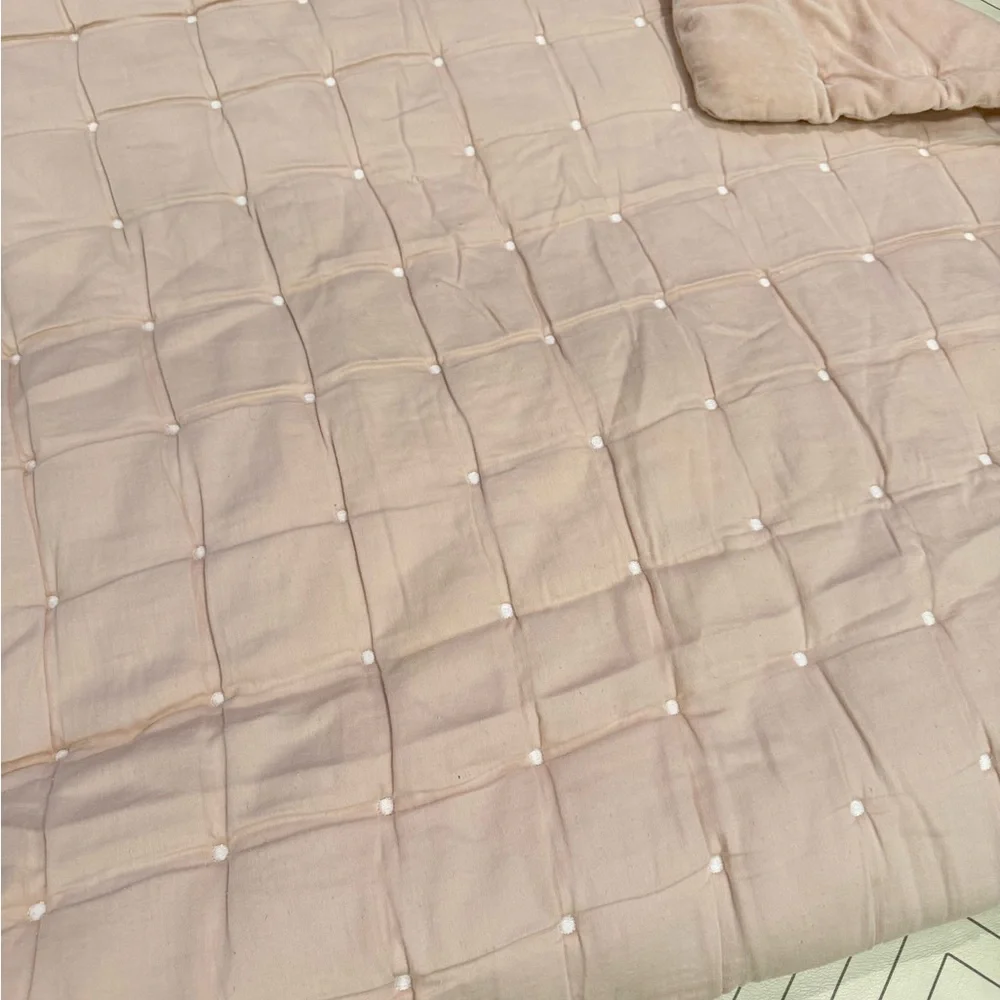 Restoration Hardware Baby & Child Pink Velveteen Quilt - Picture 8 of 9